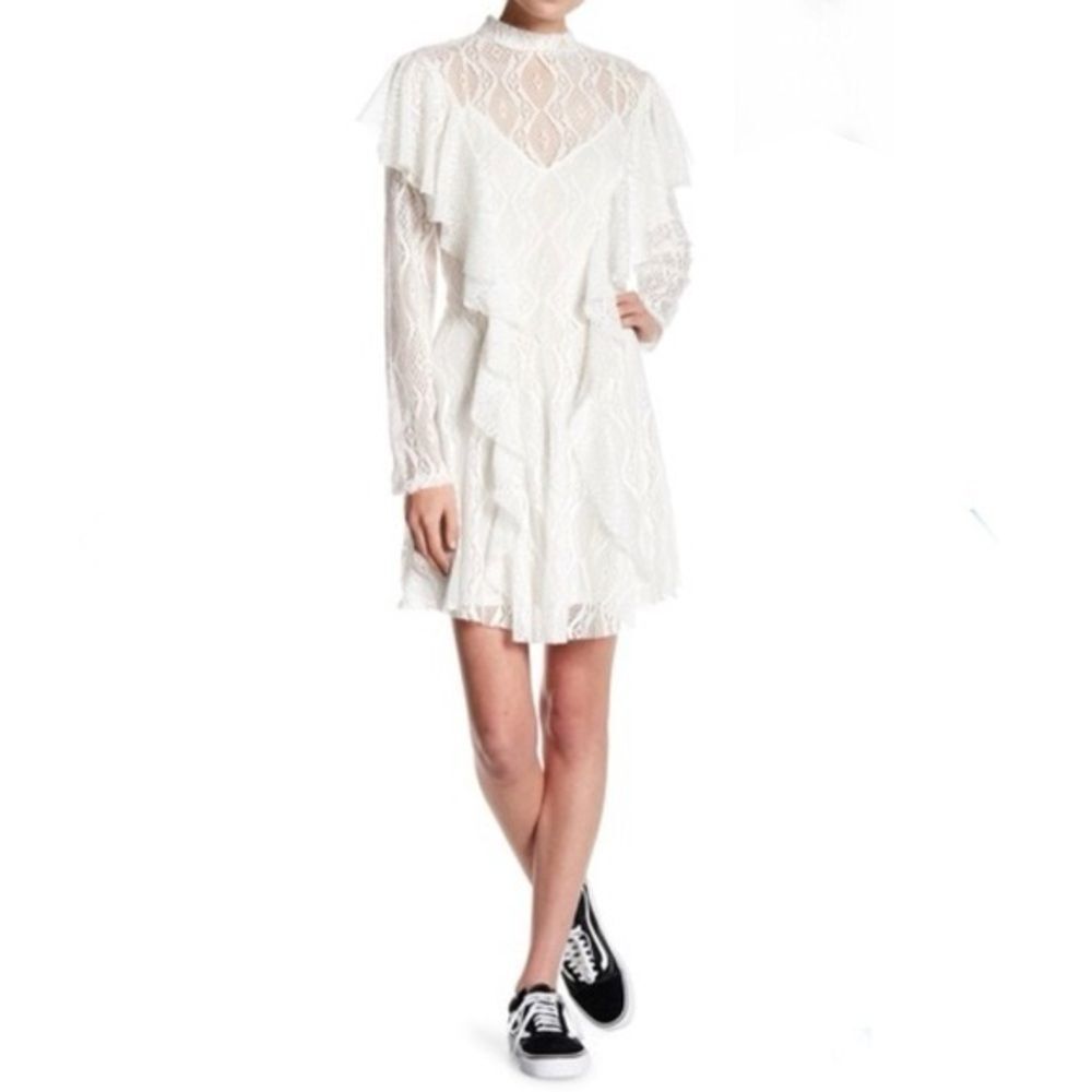 Free People Rock Candy Lace Mock Neck Dress Ivory Size XS NWT $128 Retail